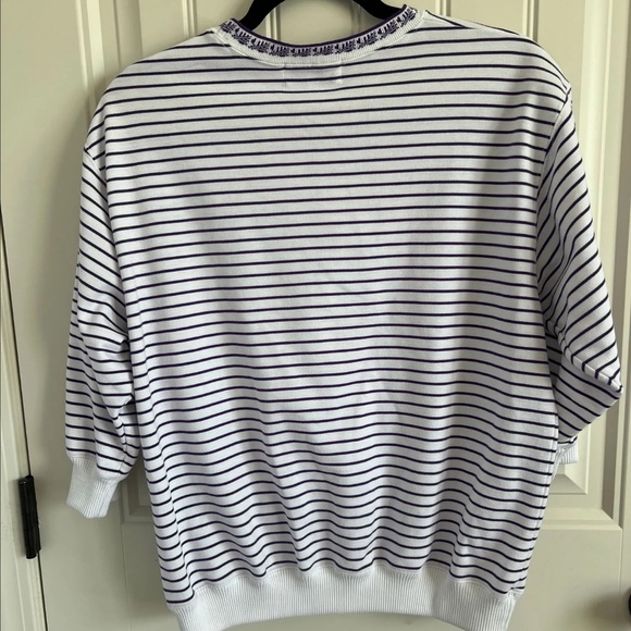 Blast petites striped 3/4 sleeve sweater with floral embroidery - Picture 3 of 4